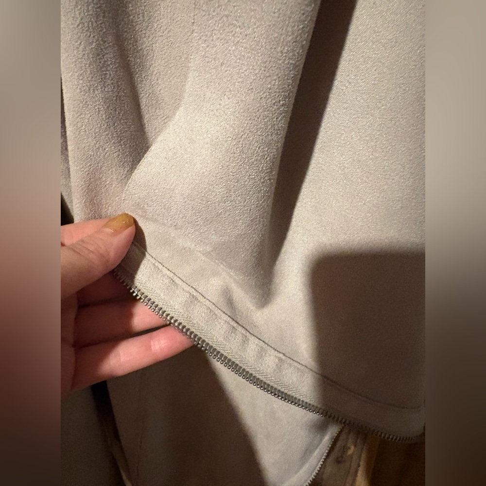 Blank NYC Waterfall Collar Blazer Beige Drape Front Faux Suede Jacket size small - Picture 12 of 12